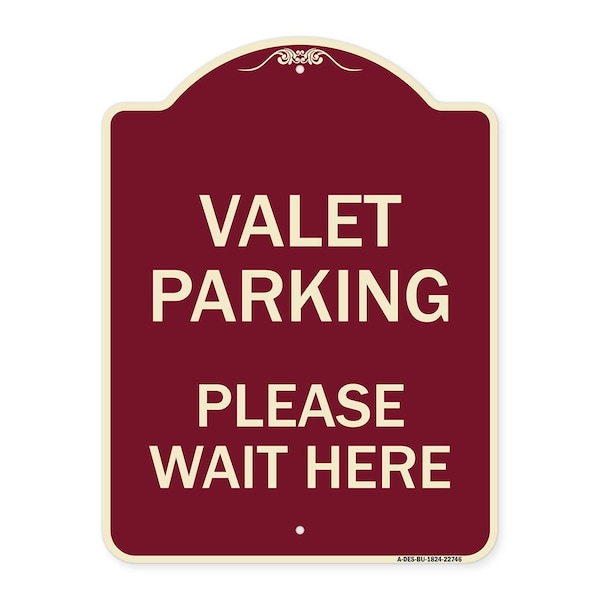 Signmission Valet Parking Please Wait Here Heavy-Gauge Aluminum Architectural Sign, 24" x 18", BU-1824-22746 A-DES-BU-1824-22746 - main